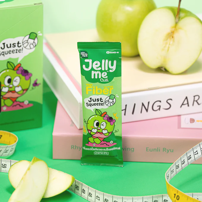 HandyHerb Jelly Me Cuti Fiber — зеленое яблоко и черная смородина (1 коробка, 12 пакетиков)